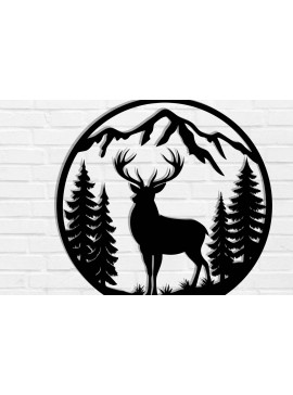 Intra απο ξύλο plywood 3mm-4mm πάχος -  με λέιζερ μεταλλικού τοίχου Deer Δίασταση 40x50 cm INTRAFABR-119796169