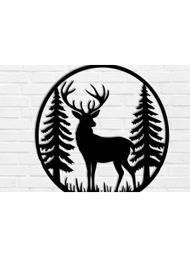 Intra απο ξύλο plywood 3mm-4mm πάχος -  με λέιζερ μεταλλικού τοίχου Deer Δίασταση 40x50 cm INTRAFABR-119797033