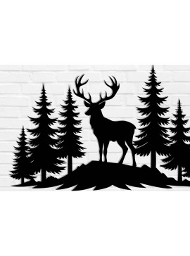 Σετ των 2 Intra απο ξύλο plywood 3mm-4mm πάχος - Deer Metal Wall Art Laser Cut  Δίασταση 3600x3600 cm INTRAFABR-110060249