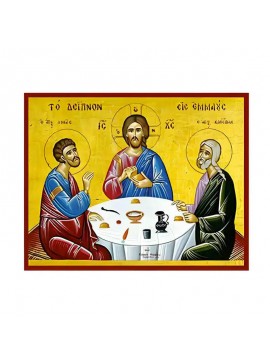 Σετ των 2 Εικόνα Ορθοδοξίας με περίγραμμα χρυσό σε ξύλο Φλαμουρίας  με  βάση Εικόνα Δείπνο εις Εμμαούς Χειροποίητη Ελληνορθόδοξη , Κρεμαστή πλάκα βυζαντινής τέχνης, χριστιανική τέχνη Διάσταση 10x7 cm (3,9 x 2,8 ίντσες) INTRAEK-671006