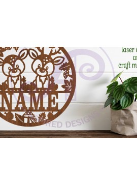 Σετ των 2 Intra απο ξύλο plywood 3mm-4mm πάχος - Πρότυπο κοπής με λέιζερ  Sin Name Deer Δίασταση 30x20 cm INTRAFABR-84315996