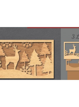 Σετ των 2 Intra απο ξύλο plywood 3mm-4mm πάχος - Deer Scene Laser Cut Decor Home  5 Δίασταση 20x20 cm INTRAFABR-112465939