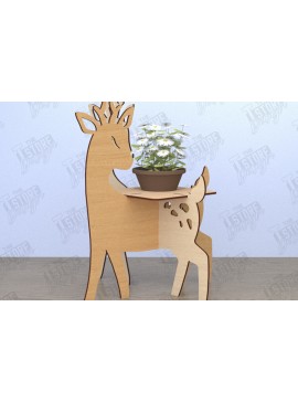 Intra απο ξύλο plywood 3mm-4mm πάχος - Στάση γλάστρας σε σχήμα ελαφιού |  CNC Δίασταση 30x20 cm INTRAFABR-119540177