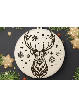 Σετ των 3 Intra απο ξύλο plywood 3mm-4mm πάχος - Deer  Laser Cut, Χριστουγεννιάτικο Στολίδι Δίασταση 6x6 cm INTRAFABR-111007372