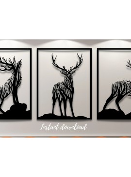 Intra απο ξύλο plywood 3mm-4mm πάχος -  κοπής με λέιζερ Deer Wall Art  DFX PNG Δίασταση 40x50 cm INTRAFABR-109921375