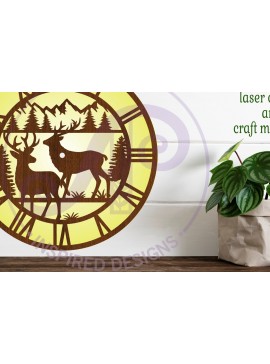 Σετ των 2 Intra απο ξύλο plywood 3mm-4mm πάχος - Deer Wall Clock Files Cut Laser,  Δίασταση 30x20 cm INTRAFABR-89968222
