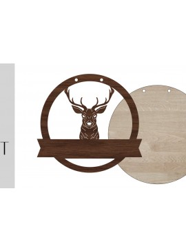 Σετ των 2 Intra απο ξύλο plywood 3mm-4mm πάχος - Deer Welcome Sign και Blanke Δίασταση 20x20 cm INTRAFABR-13922428