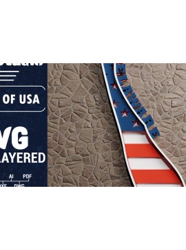 Σετ των 2 Intra απο ξύλο plywood 3mm-4mm πάχος - Delaware USA 3d  Flag Paper Cut Δίασταση 1200x1200 cm INTRAFABR-65552137