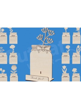 Σετ των 3 Intra απο ξύλο plywood 3mm-4mm πάχος - Επιτραπέζιο Ημερολόγιο 2026 Μπουκέτο Wildflowers Δίασταση 4x4 cm INTRAFABR-120933556