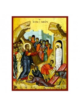 Σετ των 2 Εικόνα Ορθοδοξίας με περίγραμμα χρυσό σε ξύλο Φλαμουρίας  με  βάση Εικόνα Έγερση Λαζάρου Χειροποίητη Ελληνορθόδοξη , Κρεμαστή πλάκα βυζαντινής τέχνης, χριστιανική τέχνη Διάσταση 10x7 cm (3,9 x 2,8 ίντσες) INTRAEK-670816