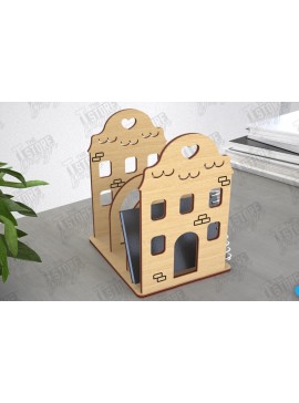 Σετ των 2 Intra απο ξύλο plywood 3mm-4mm πάχος - Οργανωτής γραφείου | Σχήμα σπιτιού | Διοργανωτής Δίασταση 30x20 cm INTRAFABR-113932974