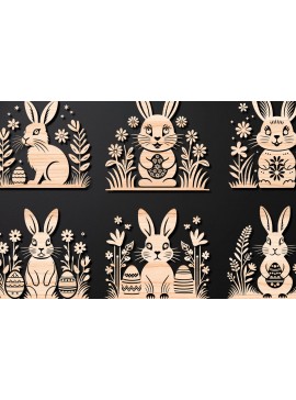 Σετ των 2 Intra απο ξύλο plywood 3mm-4mm πάχος - Λεπτομερές Πασχαλινό πακέτο  Laser Cut Δίασταση 15x15 cm INTRAFABR-112388643