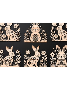 Σετ των 2 Intra απο ξύλο plywood 3mm-4mm πάχος - Λεπτομερές Πασχαλινό πακέτο  Laser Cut Δίασταση 15x15 cm INTRAFABR-112388666