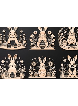 Σετ των 3 Intra απο ξύλο plywood 3mm-4mm πάχος - Λεπτομερές Πασχαλινό πακέτο  Laser Cut Δίασταση 15x15 cm INTRAFABR-112388682