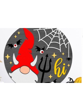 Σετ των 3 Intra απο ξύλο plywood 3mm-4mm πάχος - Devil Gnome , Halloween Door Sign DXF Δίασταση 4x4 cm INTRAFABR-124396818