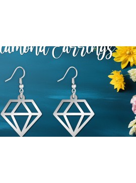 Σετ των 3 Intra απο ξύλο plywood 3mm-4mm πάχος - Διαμαντένιο Σκουλαρίκι  Cut  Δίασταση 3x3 cm INTRAFABR-104747404