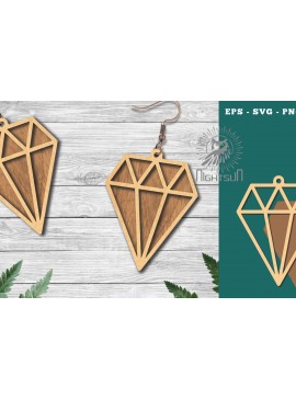 Σετ των 3 Intra απο ξύλο plywood 3mm-4mm πάχος - Διαμαντένια σκουλαρίκια κοπής με λέιζερ 5 Δίασταση 3x3 cm INTRAFABR-114021612