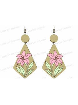 Σετ των 3 Intra απο ξύλο plywood 3mm-4mm πάχος - Σκουλαρίκια Diamond Lily Flower  Δίασταση 3x3 cm INTRAFABR-124634314