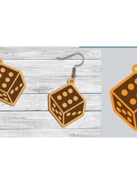 Σετ των 3 Intra απο ξύλο plywood 3mm-4mm πάχος - Σκουλαρίκια με λέιζερ με ζάρια  Δίασταση 3x3 cm INTRAFABR-104776575