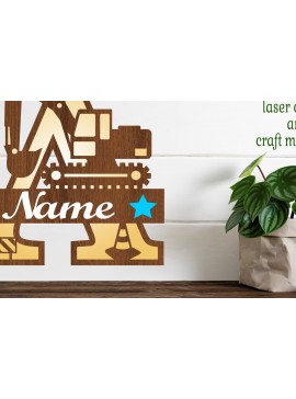 Σετ των 2 Intra απο ξύλο plywood 3mm-4mm πάχος - Digger Capital Monogram Letter a  Δίασταση 30x20 cm INTRAFABR-72627114