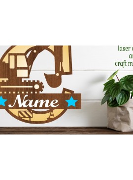 Intra απο ξύλο plywood 3mm-4mm πάχος - Digger Capital Monogram Letter C  Δίασταση 30x20 cm INTRAFABR-72627145