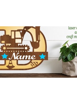 Intra απο ξύλο plywood 3mm-4mm πάχος - Digger Capital Monogram Letter D  Δίασταση 30x20 cm INTRAFABR-72627178