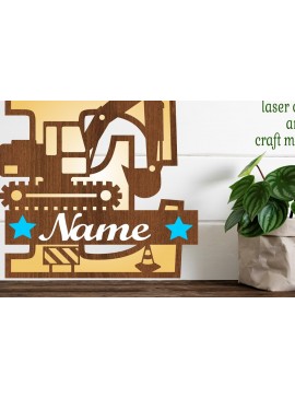 Σετ των 2 Intra απο ξύλο plywood 3mm-4mm πάχος - Digger Capital Monogram Letter E  Δίασταση 30x20 cm INTRAFABR-72627194