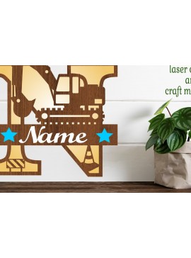 Intra απο ξύλο plywood 3mm-4mm πάχος - Digger Capital Monogram Letter N  Δίασταση 30x20 cm INTRAFABR-72627397