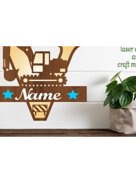 Intra απο ξύλο plywood 3mm-4mm πάχος - Digger Capital Monogram Letter V  Δίασταση 30x20 cm INTRAFABR-72627634