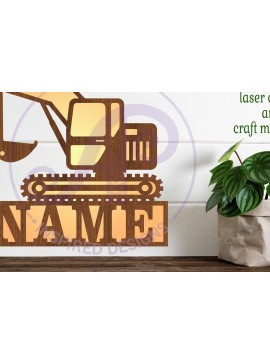 Σετ των 2 Intra απο ξύλο plywood 3mm-4mm πάχος - Πινακίδα ονόματος οχήματος κατασκευής Digger Δίασταση 30x20 cm INTRAFABR-94939239