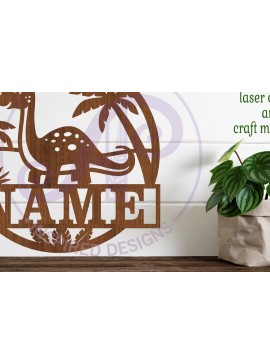 Σετ των 2 Intra απο ξύλο plywood 3mm-4mm πάχος - Σήμα ονόματος Dino Brontosaurus  Laser Δίασταση 30x20 cm INTRAFABR-99668782