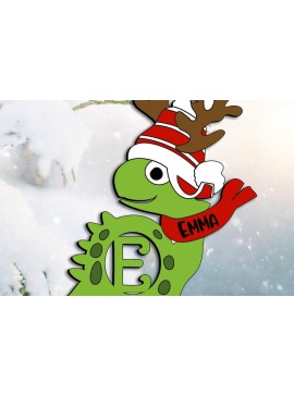 Σετ των 3 Intra απο ξύλο plywood 3mm-4mm πάχος - Dino Letter E Χριστουγεννιάτικο στολίδι διακοπές Δίασταση 6x6 cm INTRAFABR-111611443