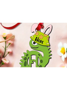 Σετ των 3 Intra απο ξύλο plywood 3mm-4mm πάχος - Dino Letter H Πασχαλινή Κρεμάστρα  Δίασταση 6x6 cm INTRAFABR-112217758