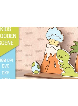 Σετ των 2 Intra απο ξύλο plywood 3mm-4mm πάχος - Dino . Παιδική Ξύλινη Σκηνή  Δίασταση 30x20 cm INTRAFABR-100844274