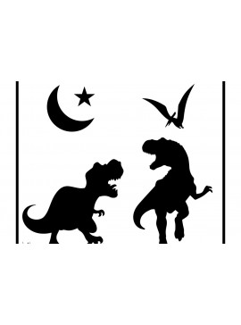 Intra απο ξύλο plywood 3mm-4mm πάχος -  3D  Dinosaur with Moon Silhouette Δίασταση 30x20 cm INTRAFABR-36608703