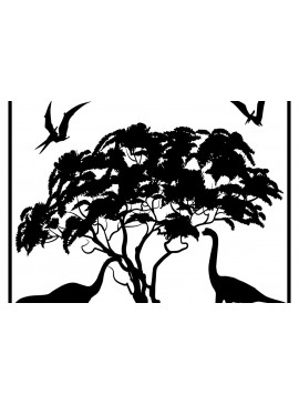 Σετ των 2 Intra απο ξύλο plywood 3mm-4mm πάχος -  3D  Dinosaur με σιλουέτα δέντρου Δίασταση 30x20 cm INTRAFABR-36608715