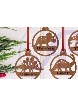Σετ των 3 Intra απο ξύλο plywood 3mm-4mm πάχος - Χριστουγεννιάτικο Στολίδι Δεινόσαυρος  Laser Δίασταση 6x6 cm INTRAFABR-108407774