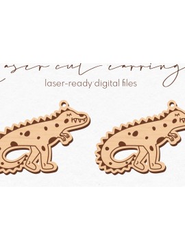 Σετ των 3 Intra απο ξύλο plywood 3mm-4mm πάχος -  κοπής με λέιζερ σκουλαρίκια Dinosaur Δίασταση 3x3 cm INTRAFABR-74739626