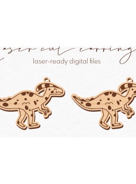 Σετ των 3 Intra απο ξύλο plywood 3mm-4mm πάχος -  κοπής με λέιζερ σκουλαρίκια Dinosaur Δίασταση 3x3 cm INTRAFABR-74825224