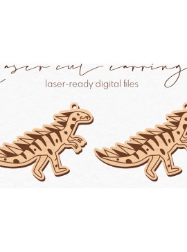 Σετ των 3 Intra απο ξύλο plywood 3mm-4mm πάχος -  κοπής με λέιζερ σκουλαρίκια Dinosaur Δίασταση 3x3 cm INTRAFABR-75081472