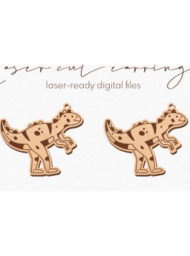 Σετ των 3 Intra απο ξύλο plywood 3mm-4mm πάχος -  κοπής με λέιζερ σκουλαρίκια Dinosaur Δίασταση 3x3 cm INTRAFABR-69687113