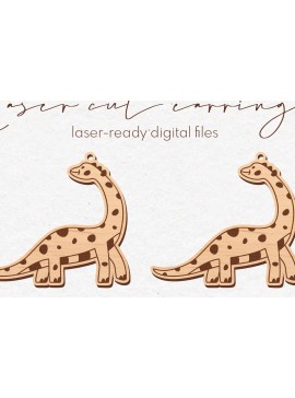 Σετ των 3 Intra απο ξύλο plywood 3mm-4mm πάχος -  κοπής με λέιζερ σκουλαρίκια Dinosaur Δίασταση 3x3 cm INTRAFABR-70515763