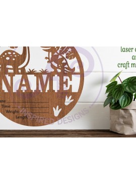 Σετ των 2 Intra απο ξύλο plywood 3mm-4mm πάχος - Στατιστικά νεογέννητου μωρού δεινοσαύρου, σημάδι γέννησης Δίασταση 30x20 cm INTRAFABR-103000603