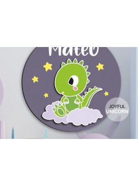 Σετ των 2 Intra απο ξύλο plywood 3mm-4mm πάχος -  Αποκοπής   Name Name Nursery Dinosaur Δίασταση 20x20 cm INTRAFABR-32717204