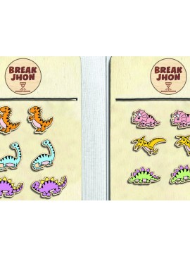 Σετ των 3 Intra απο ξύλο plywood 3mm-4mm πάχος - Dinosaur Stud Earrings  - Break Jhon Δίασταση 3x3 cm INTRAFABR-94958566