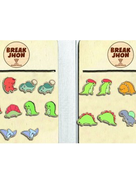 Σετ των 3 Intra απο ξύλο plywood 3mm-4mm πάχος - Dinosaur Stud Earrings  - Break Jhon Δίασταση 3x3 cm INTRAFABR-94853804