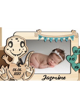 Σετ των 2 Intra απο ξύλο plywood 3mm-4mm πάχος - Κορνίζα για νεογέννητο μωρό Dinosaur  Δίασταση 20x25 cm INTRAFABR-123697525