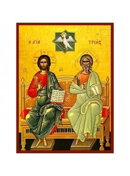 Εικόνα Ορθοδοξίας με περίγραμμα χρυσό σε ξύλο Φλαμουρίας  με  βάση Εικόνα ΑΓΙΑ ΤΡΙΑΣ (ΑΝΘΡΩΠΟΜΟΡΦΟ) Χειροποίητη Ελληνορθόδοξη εικόνα του Ιησού Χριστού, Κρεμαστή πλάκα βυζαντινής τέχνης, χριστιανική τέχνη Διάσταση 40x30 cm (10,2x7,9 ίντσες)  INTRAEK-144775