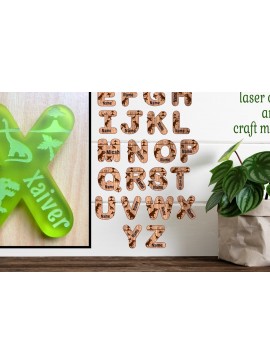 Σετ των 2 Intra απο ξύλο plywood 3mm-4mm πάχος - Κλειδί σχεδίων επιστολών με θέμα το Dinosaur Δίασταση 30x20 cm INTRAFABR-79954770