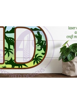 Σετ των 2 Intra απο ξύλο plywood 3mm-4mm πάχος - Dinosaurs Large D Wall Letter 3 Layer Δίασταση 30x20 cm INTRAFABR-114529885